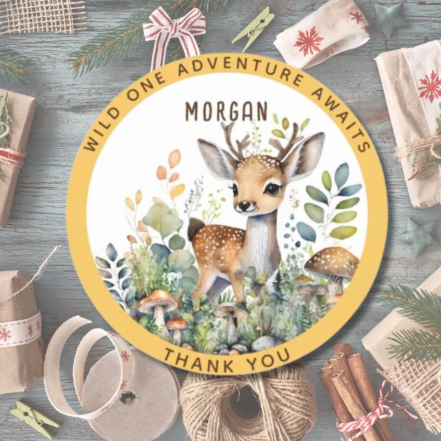 Adesivo Redondo Os Animais Da Floresta Vendedora Favorecem Obrigad (Criador carregado)