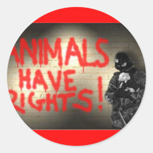 Adesivo Redondo Os animais têm direitos!