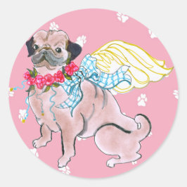 Adesivo Redondo Os Anjos de Gulliver Rosebud Pug Sticker