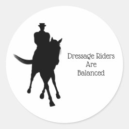 Adesivo Redondo Os Cavaleiros De Dressage São Cavalos Equilibrados