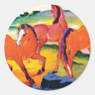 Adesivo Redondo Os cavalos vermelhos por Franz Marc