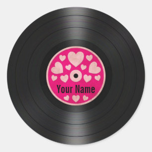 Adesivo Redondo Os corações cor-de-rosa personalizaram o álbum