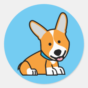 Adesivo Redondo Os Corgis do Corgi perseguem o Pembroke feliz