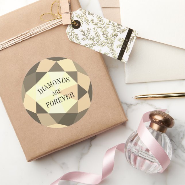 Adesivo Redondo Os diamantes são sempre elegantes colantes de joia (Presentear)