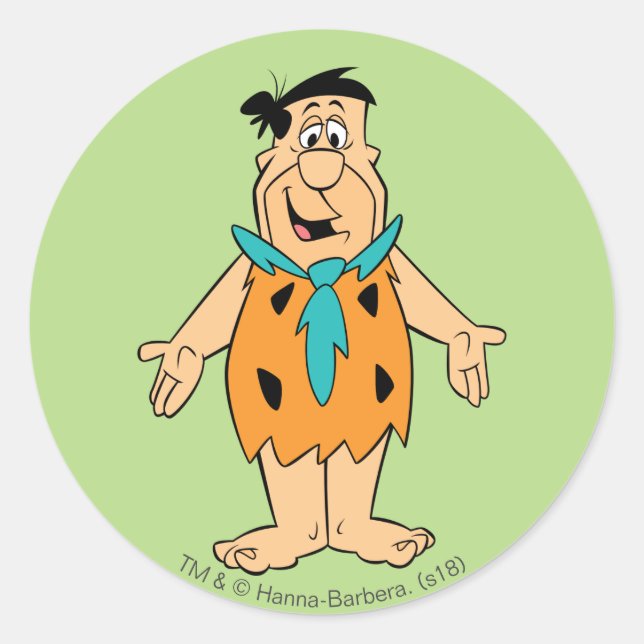Adesivo Redondo Os Flintstones | Fred Flintstone (Frente)