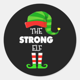 Adesivo Redondo Os Fortes Pjs De Natal Da Família Do Grupo Elf