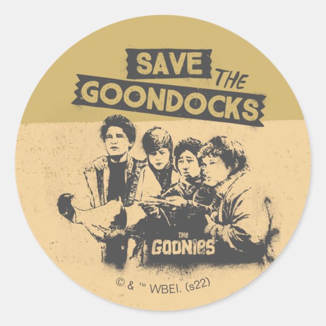Adesivo Redondo Os Goonies "Salvem As Docks" (Frente)