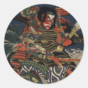 Adesivo Redondo Os guerreiros samurai Tadanori e Noritsune