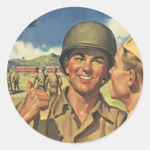 Adesivo Redondo Os heróis patrióticos do vintage, pessoal milita