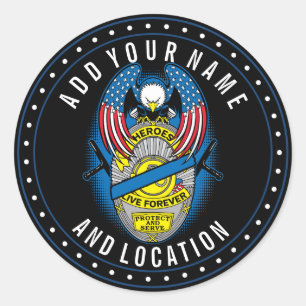 Adesivo Redondo Os heróis vivem para sempre crachá do memorial d