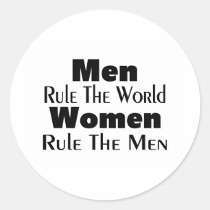 Adesivo Redondo Os homens ordenam as mulheres do mundo ordenam os