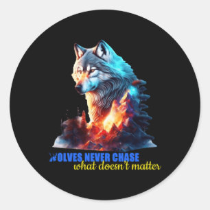 Adesivo Redondo Os Lobos Nunca Perseguem O Que Não