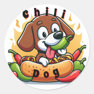 Adesivo Redondo Os mundos do Chili Dog são os melhores!