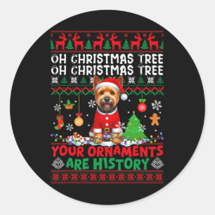 Adesivo Redondo Os Ornamentos De Árvores Do Xmas São Históricos Qu