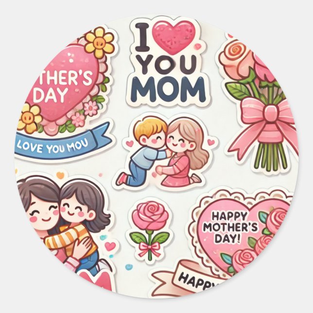 Adesivo Redondo Os palitos são mãe de amor para o dia da mãe (Frente)