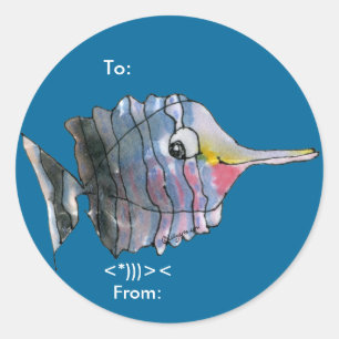 Adesivo Redondo Os peixes da borboleta dos desenhos animados