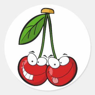 Adesivo Redondo Os personagens de desenho animados da cereja