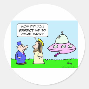 Adesivo Redondo os pires de vôo de jesus esperam voltado