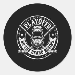 Adesivo Redondo Os Playoffs A Barba Começa Amante de Hóquei no Gel