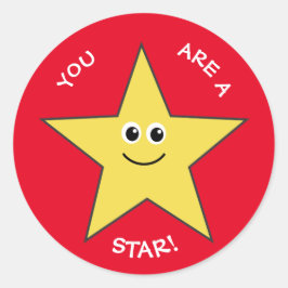 Adesivo Redondo Os professores de estrelas amarelas elogiam o verm