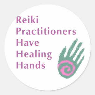 Adesivo Redondo Os Profissionais Da Reiki Têm Mãos Para A Curação
