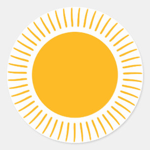 Adesivo Redondo Os raios solares amarelos bonitos enrolam diversão