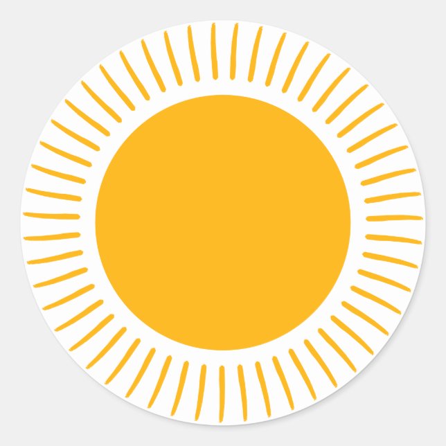 Adesivo Redondo Os raios solares amarelos bonitos enrolam diversão (Frente)