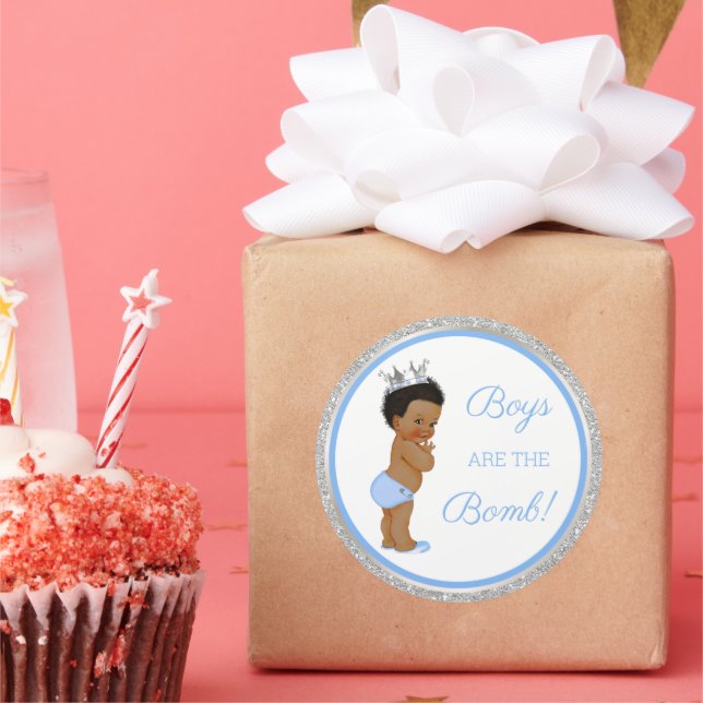 Adesivo Redondo Os rapazes são a Bomba! Bath Gift Etc Blue Silver  (Festa)