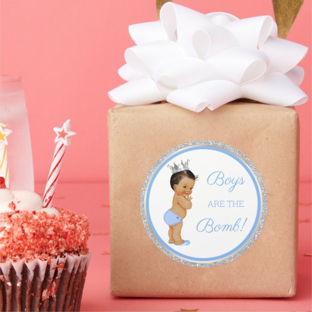Adesivo Redondo Os rapazes são a Bomba! Bath Gift Etc Blue Silver (Festa)