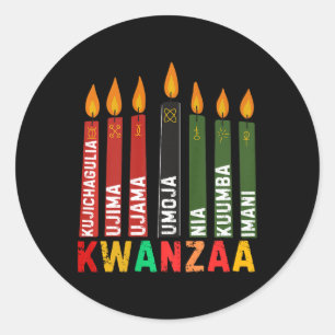 Adesivo Redondo Os Sete Princípios De Kwanzaa Kinara Happy Kwanz