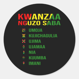 Adesivo Redondo Os Sete Princípios De Kwanzaa - Nguzo Saba