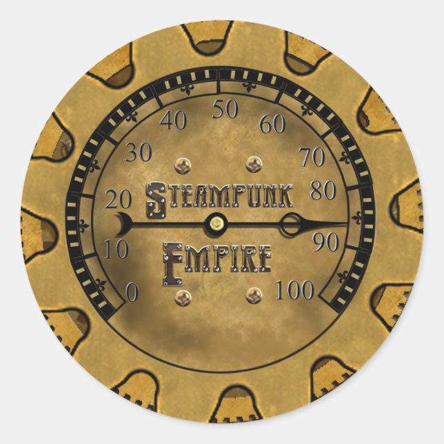 Adesivo Redondo Os Stickers do Império Steampunk (Frente)
