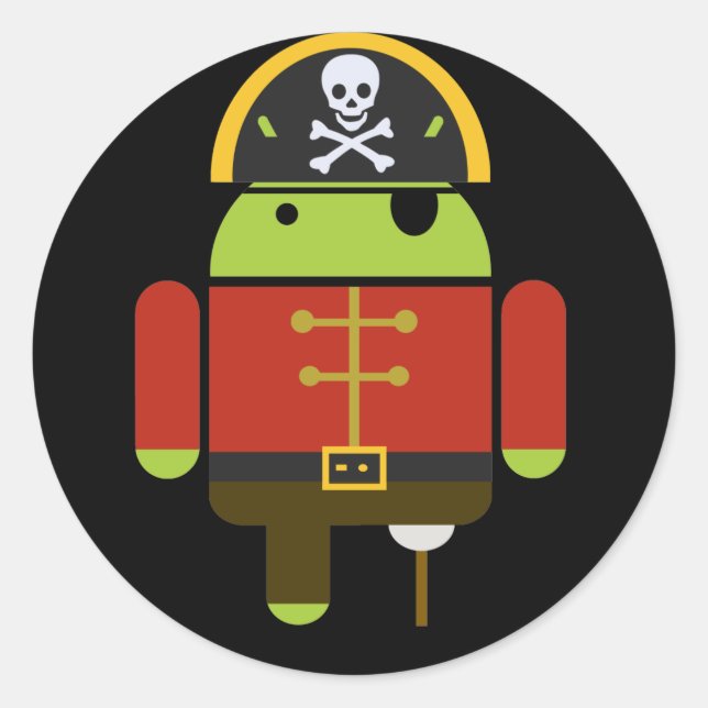 Adesivo Redondo Os Stickers Piratas Androides (Frente)