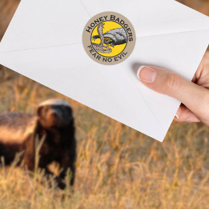 Adesivo Redondo Os texugos de mel não temem nenhuma arte animal