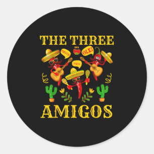 Adesivo Redondo Os Três Amigos - Engraçados Cinco De Mayo