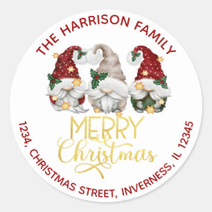 Adesivo Redondo Os três gnomos cômicos merecem o discurso de Natal