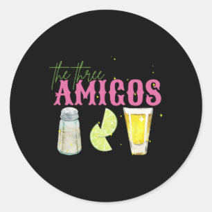 Adesivo Redondo Os Três Limões Amigos Sal Tequila Cinco Engraçados