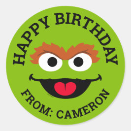 Adesivo Redondo Oscar, o rosto do Grouch | Feliz Aniversário