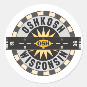Adesivo Redondo Oshkosh, aeroporto dos WI OSH