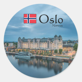 Adesivo Redondo Oslo Noruega Souvenir