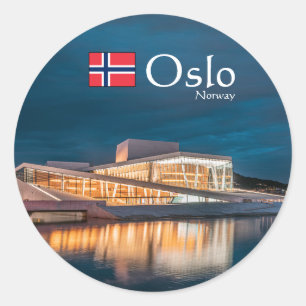 Adesivo Redondo Oslo Noruega Souvenir