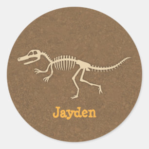 Adesivo Redondo Ossos de Dinossauro Velociraptor Legal Para Menino