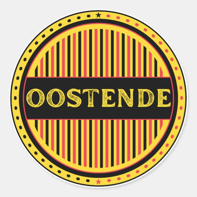 Adesivo Redondo Ostend City Pride Emblem – Belgian Identity (Frente)