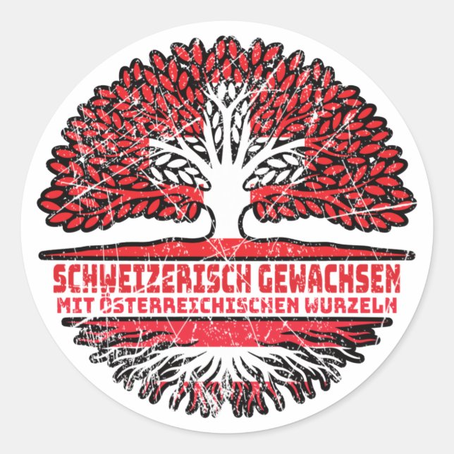 Adesivo Redondo Österreich Österreichisch Schweizer Schweiz Baum (Frente)
