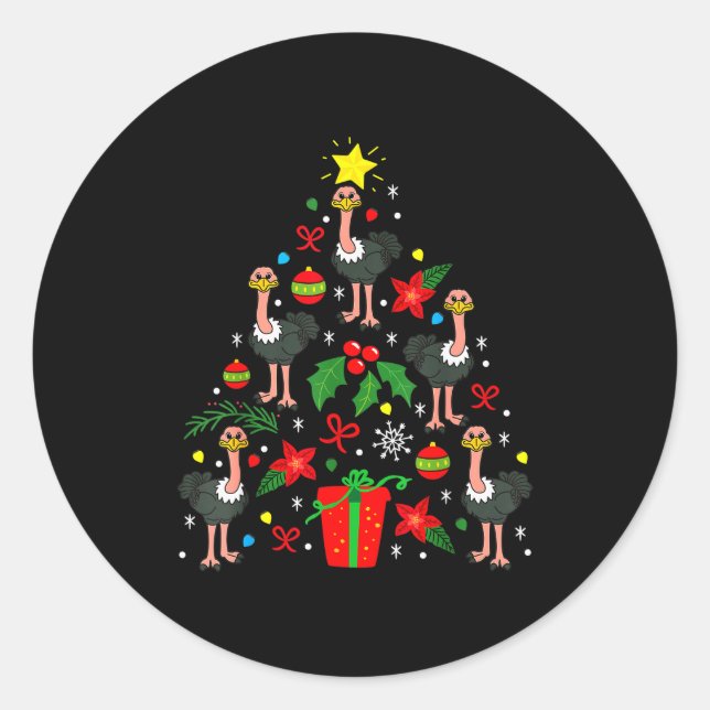 Adesivo Redondo Ostrich Christmas Ornament Tree Funny Xmas Gift  (Frente)