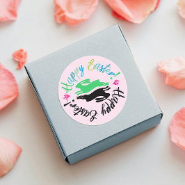 Adesivo Redondo Ótima ilustração do Pastel Bunnies, Felz pascoa