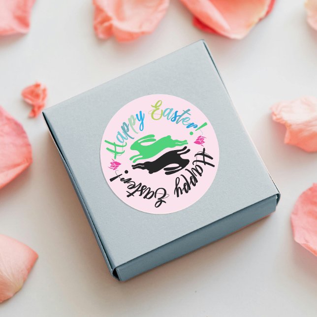 Adesivo Redondo Ótima ilustração do Pastel Bunnies, Felz pascoa (Criador carregado)