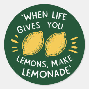 Adesivo Redondo Otimismo de Limonada, limões verão