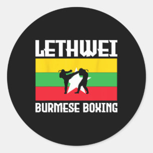 Adesivo Redondo Ótimo conjunto de Lethwei Boxe Birmanês Chute Mma 