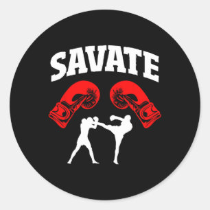 Adesivo Redondo Ótimo Design de Boxe Savate Chute Mma Kickboxing